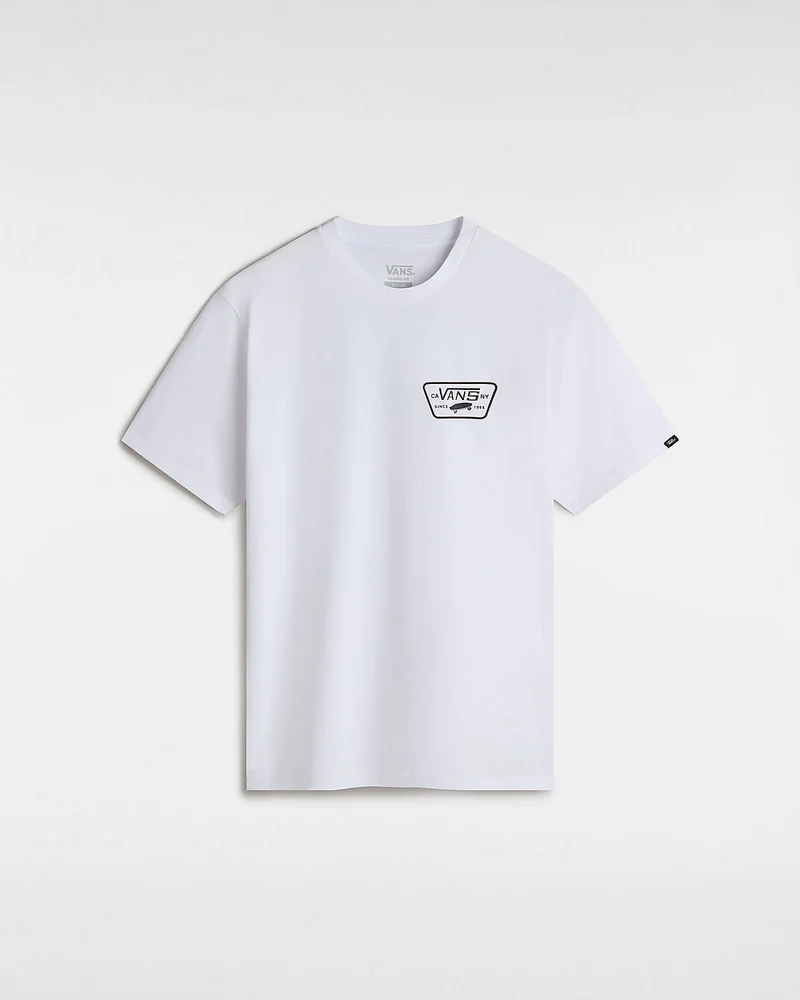 VANS Herren-T-Shirt mit durchgehendem Patch-Rücken – Weiß / Schwarz