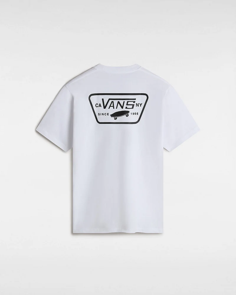 VANS Herren-T-Shirt mit durchgehendem Patch-Rücken – Weiß / Schwarz