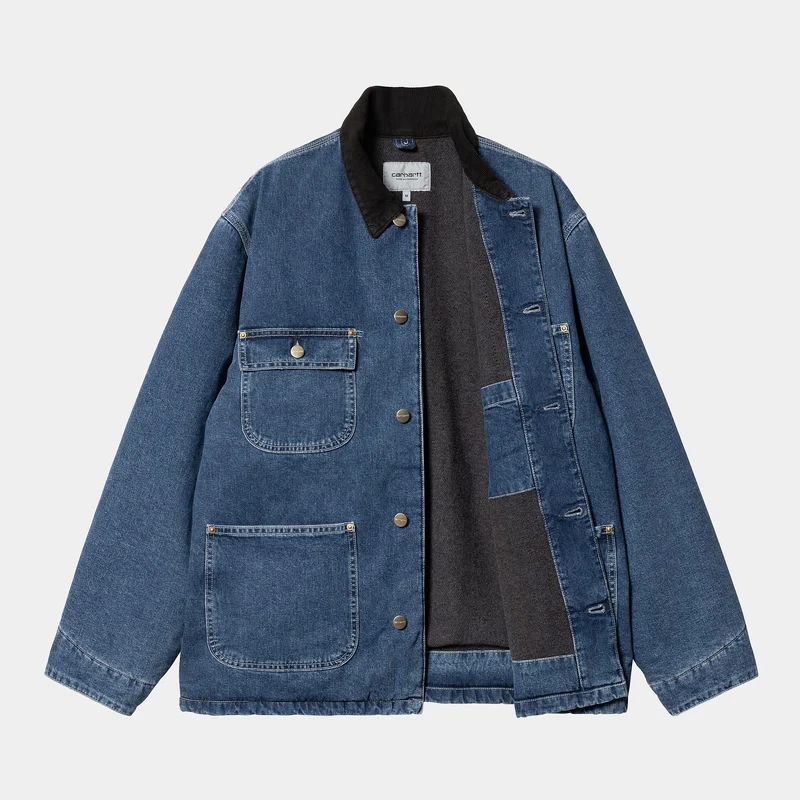 Carhartt WIP Herren OG Chore Stone Washed Jacke - Blau / Schwarz