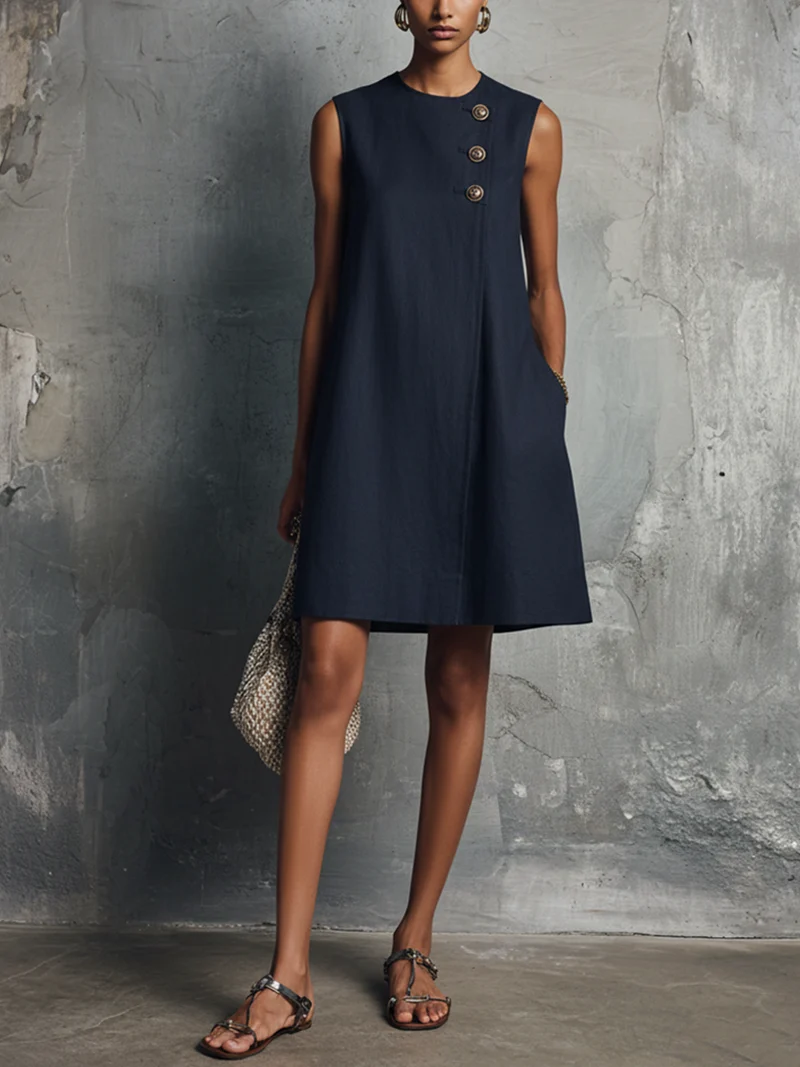 Canelie | Elegantes Business-Minikleid mit asymmetrischen Knöpfen