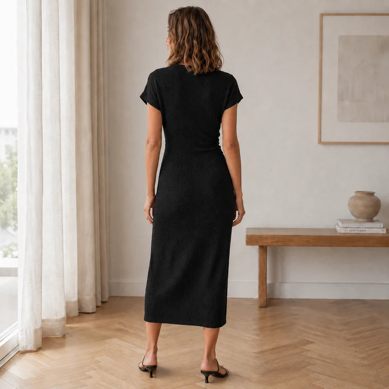 Almathy | Geknotetes Midikleid mit seitlichem Beinschlitz