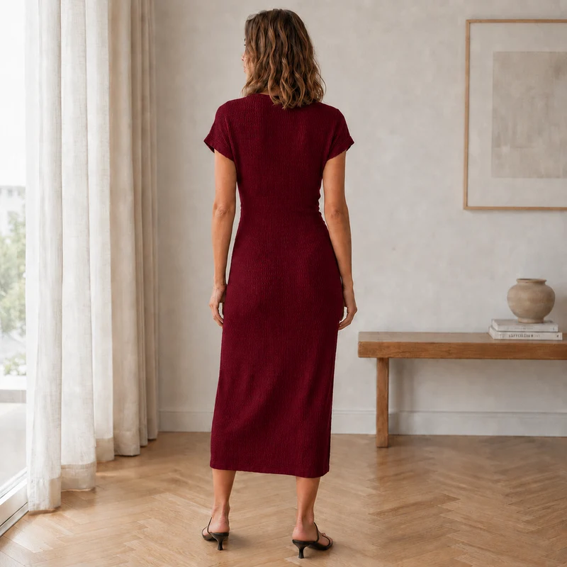 Almathy | Geknotetes Midikleid mit seitlichem Beinschlitz