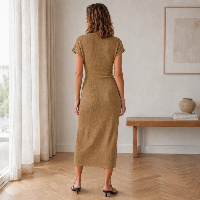 Almathy | Geknotetes Midikleid mit seitlichem Beinschlitz
