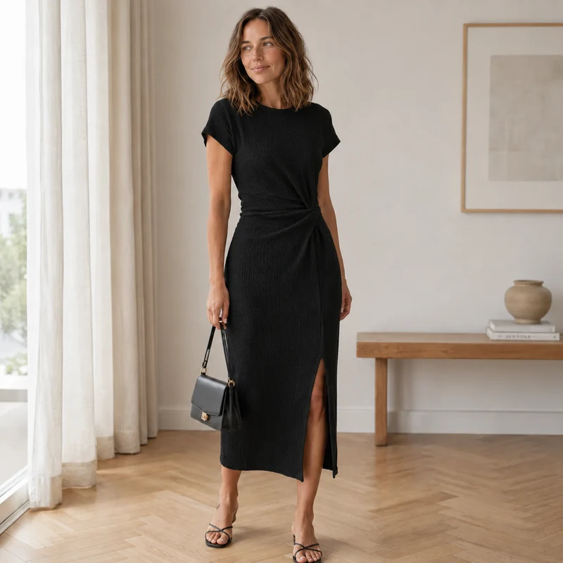 Almathy | Geknotetes Midikleid mit seitlichem Beinschlitz
