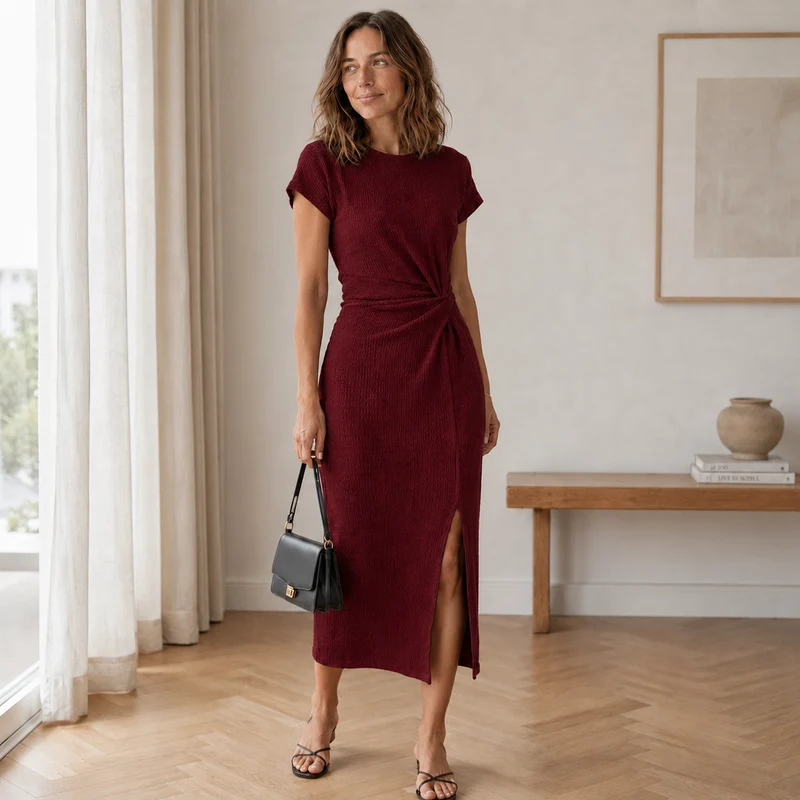 Almathy | Geknotetes Midikleid mit seitlichem Beinschlitz