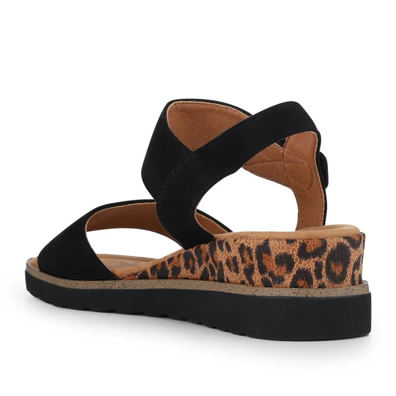 Cushioned Touch-Fasten Sandals - WOIL41044 / 327 272 - Black Leopard