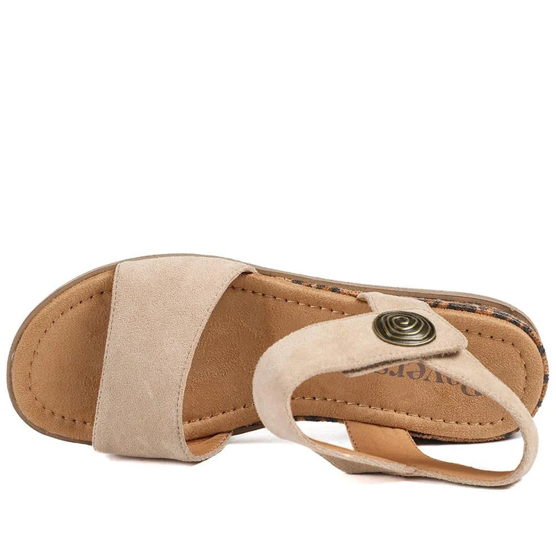 Cushioned Touch-Fasten Sandals - WOIL41044 / 327 272 - Beige