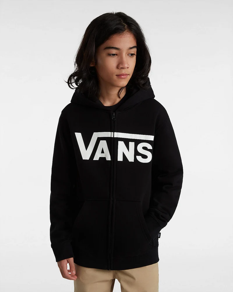 VANS Klassischer Kinder-Kapuzenpullover mit Reißverschluss vorne – Schwarz