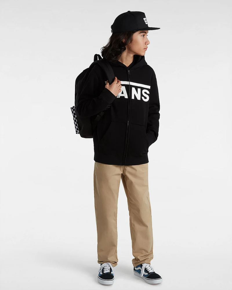 VANS Klassischer Kinder-Kapuzenpullover mit Reißverschluss vorne – Schwarz