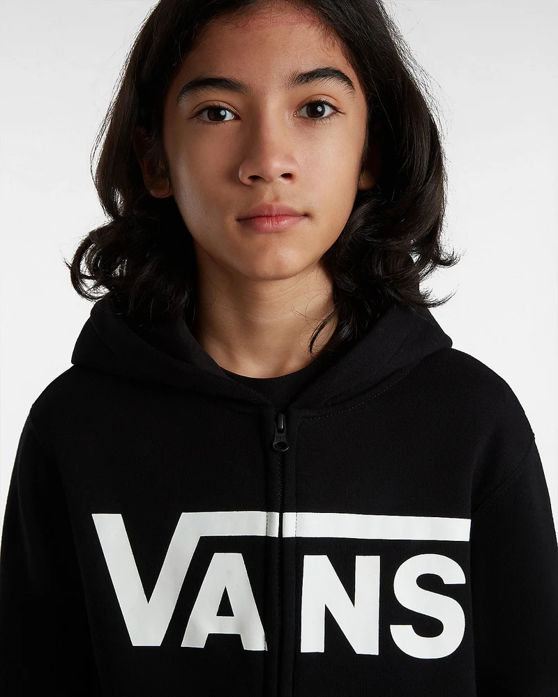 VANS Klassischer Kinder-Kapuzenpullover mit Reißverschluss vorne – Schwarz