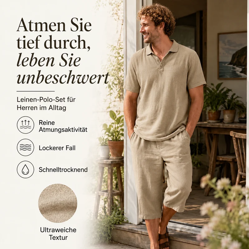 Nikvoon | Alltagstaugliches Leinen-Hemd-und-Hosen-Set