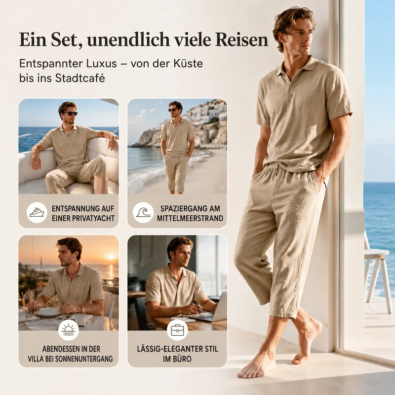 Nikvoon | Alltagstaugliches Leinen-Hemd-und-Hosen-Set