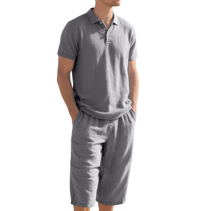 Nikvoon | Alltagstaugliches Leinen-Hemd-und-Hosen-Set