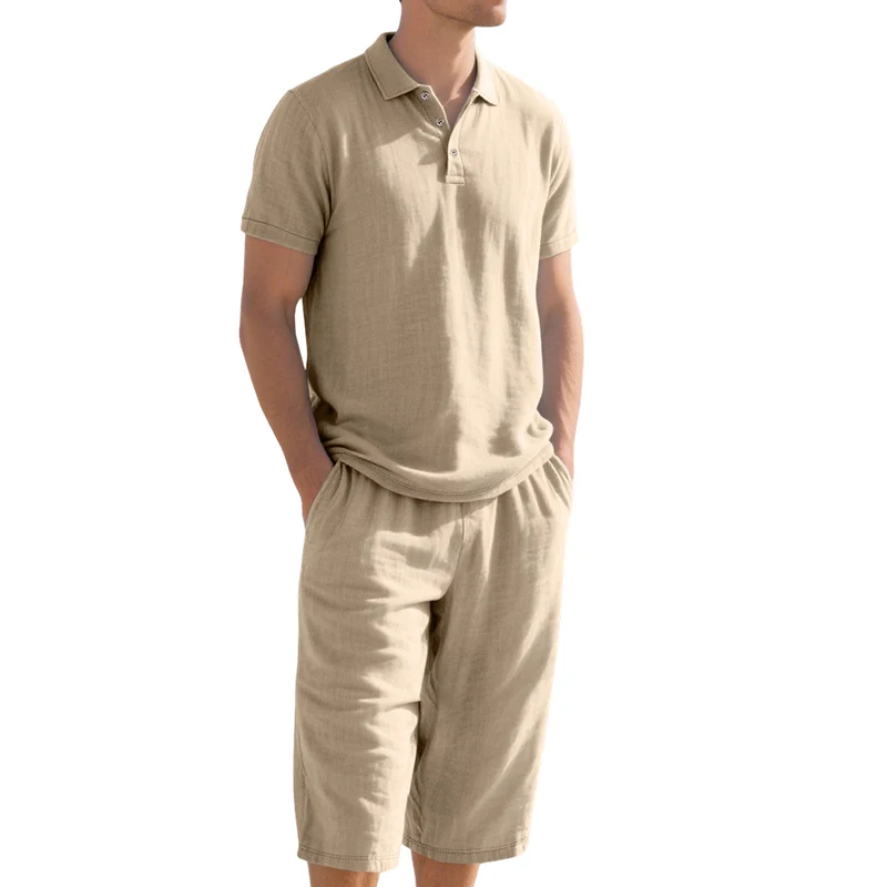 Nikvoon | Alltagstaugliches Leinen-Hemd-und-Hosen-Set