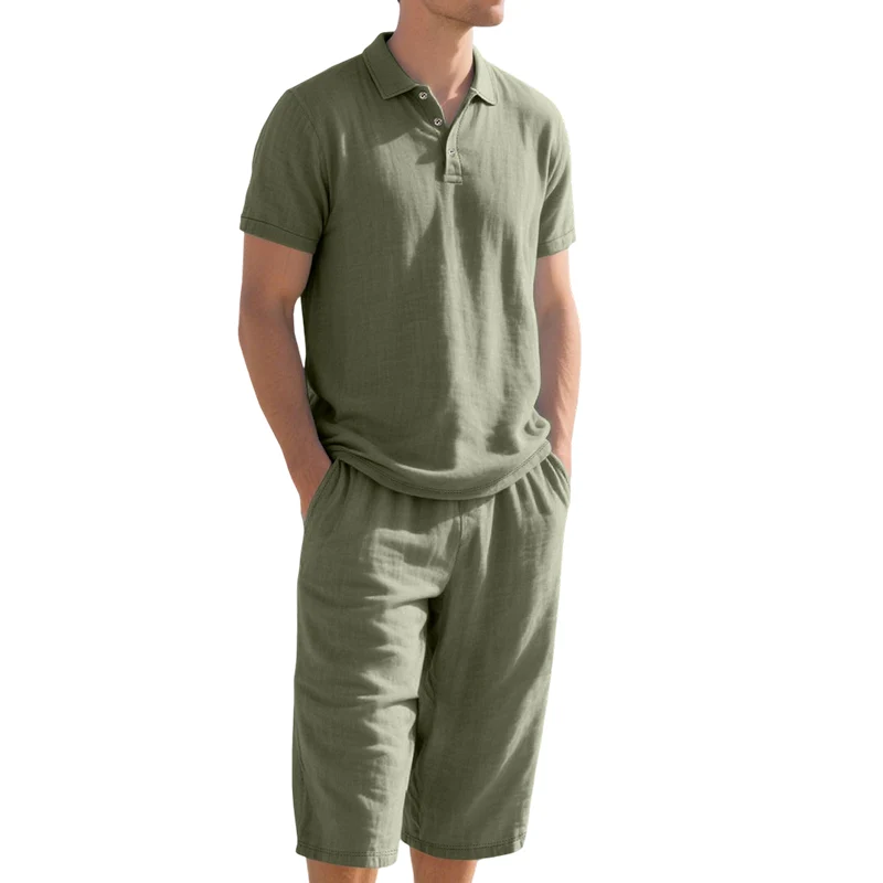 Nikvoon | Alltagstaugliches Leinen-Hemd-und-Hosen-Set