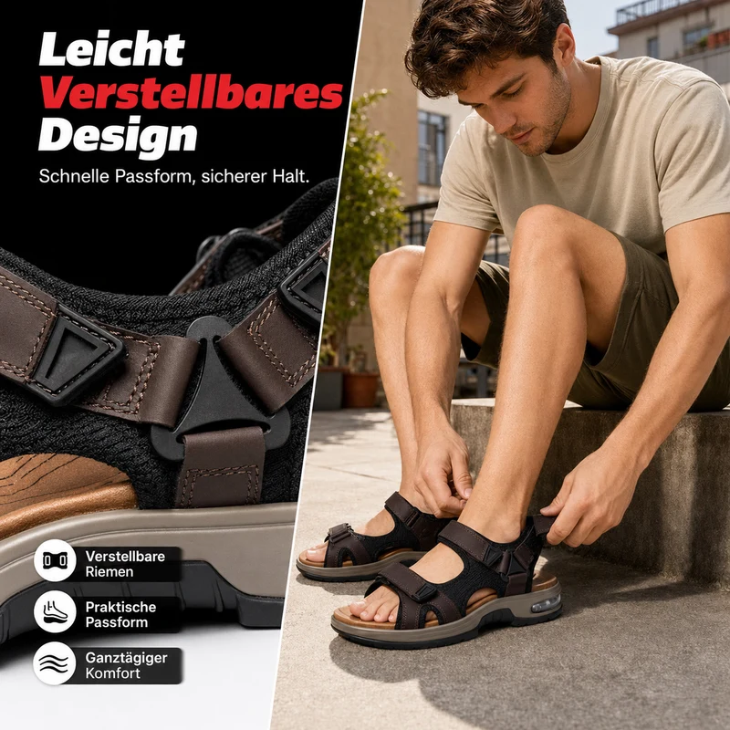 Freiderik | Bequeme Herren-Sandalen mit verstellbaren Riemen