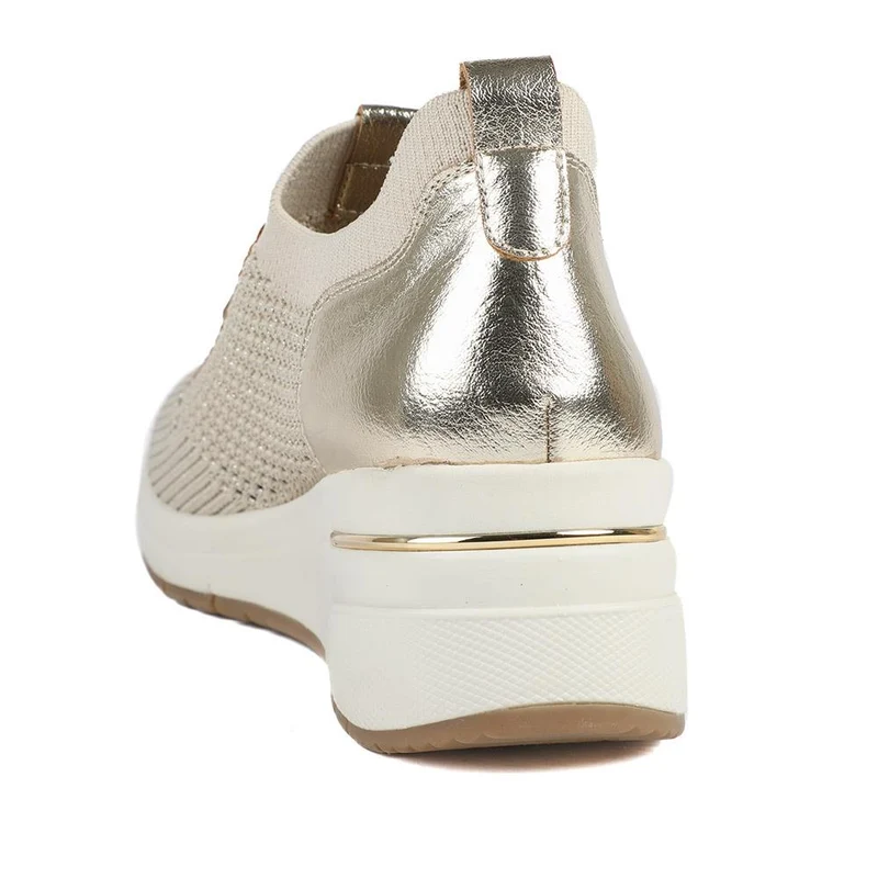 Knitted Slip On Wedge Trainers - WOIL43021 / 329 313 - Gold
