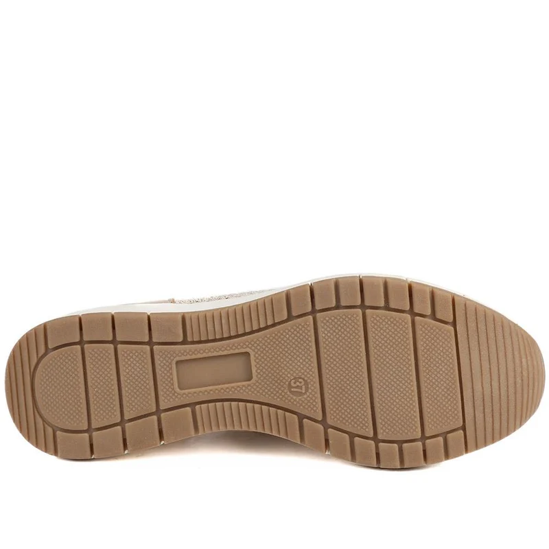Knitted Slip On Wedge Trainers - WOIL43021 / 329 313 - Gold