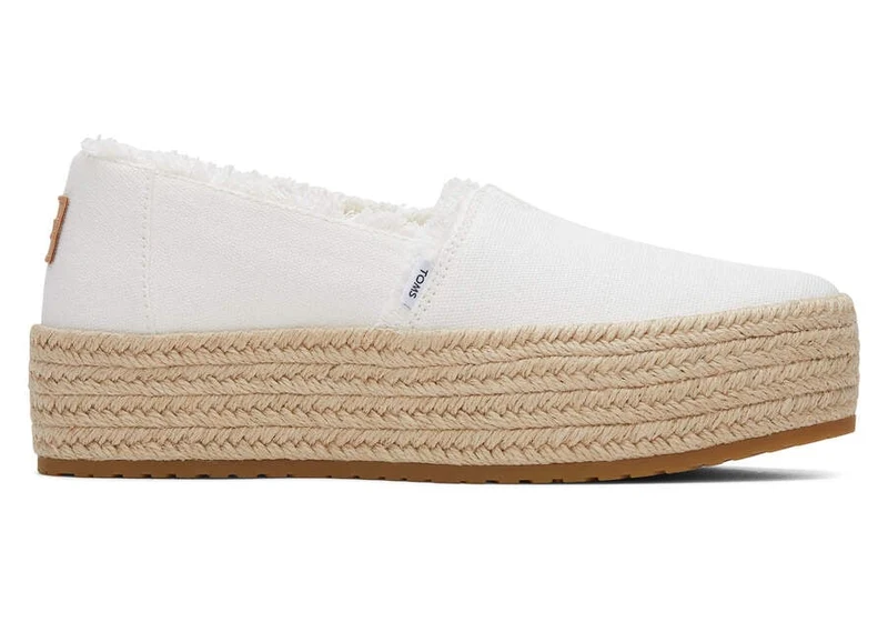 TOMS Damen Valencia Eco Plateau-Espadrille – Weiß