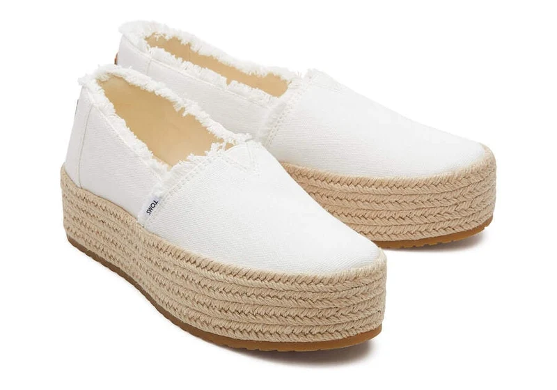 TOMS Damen Valencia Eco Plateau-Espadrille – Weiß