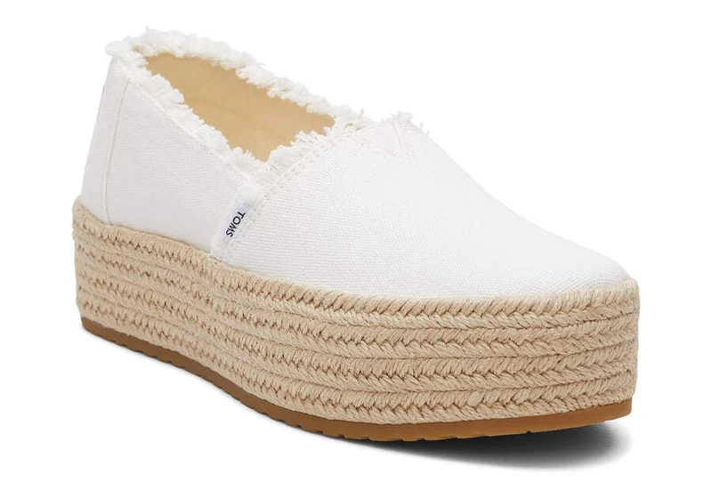 TOMS Damen Valencia Eco Plateau-Espadrille – Weiß