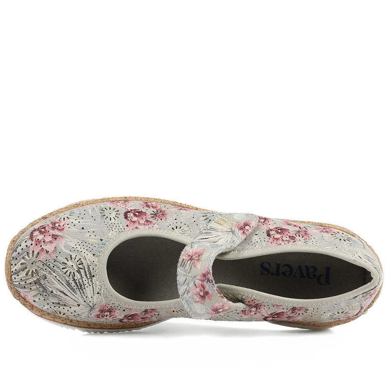 Cushioned Touch Fasten Mary Janes - WBINS43051 / 328 961 - Grey Floral