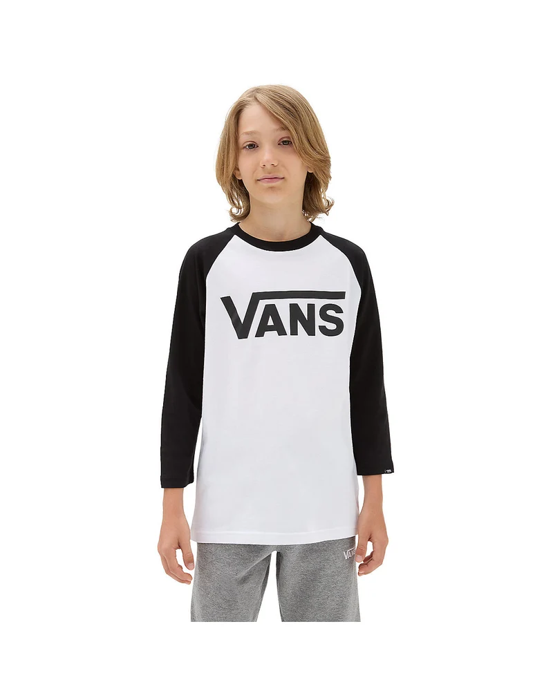 VANS Klassisches Raglan-T-Shirt für Kinder – Weiß / Schwarz