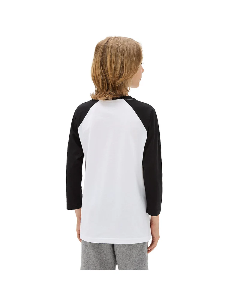 VANS Klassisches Raglan-T-Shirt für Kinder – Weiß / Schwarz