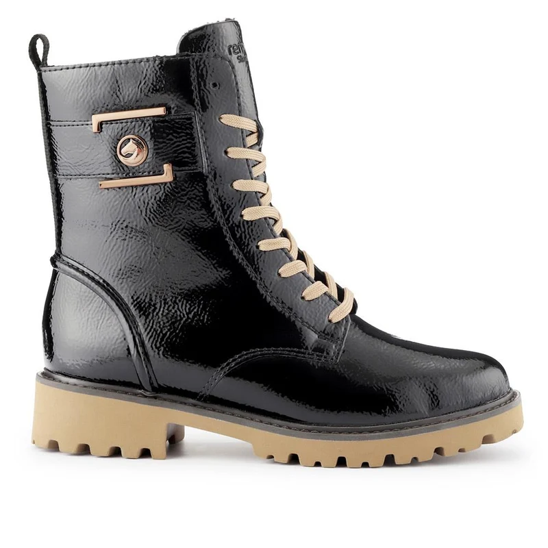 Leather Chunky-Laced Ankle Boots - DRS40514 / 326 362 - Black Patent