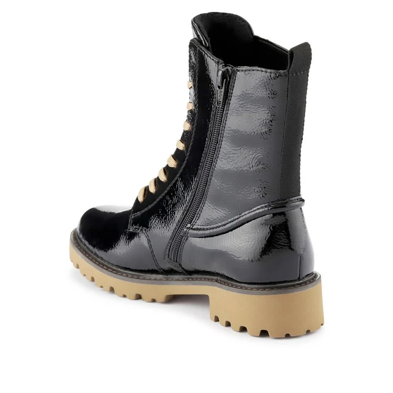 Leather Chunky-Laced Ankle Boots - DRS40514 / 326 362 - Black Patent