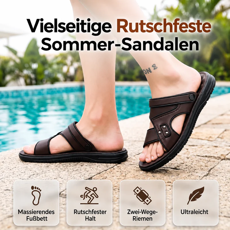 Ralf | Rutschfeste Herren-Sandalen mit flexiblem Fersenriemen