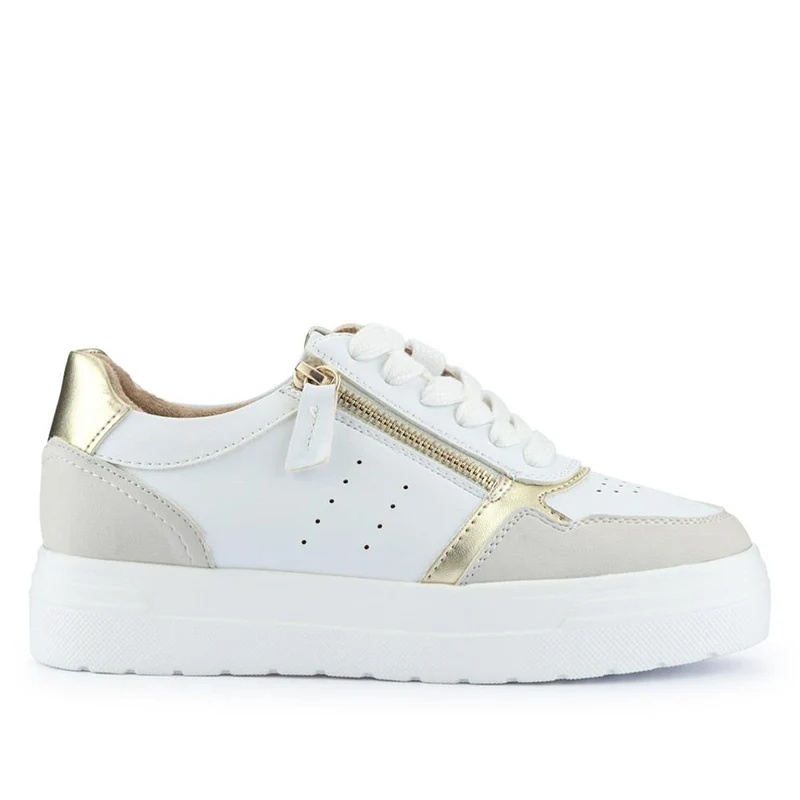 Wide-Fit Dual-Fasten Platform Trainers - BELWBINS41004 / 326 812 - White Multi