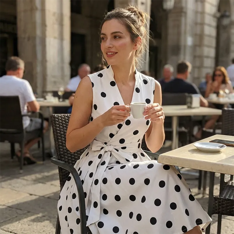 Gloury | Feminines Midikleid ohne Ärmel mit Taillengürtel
