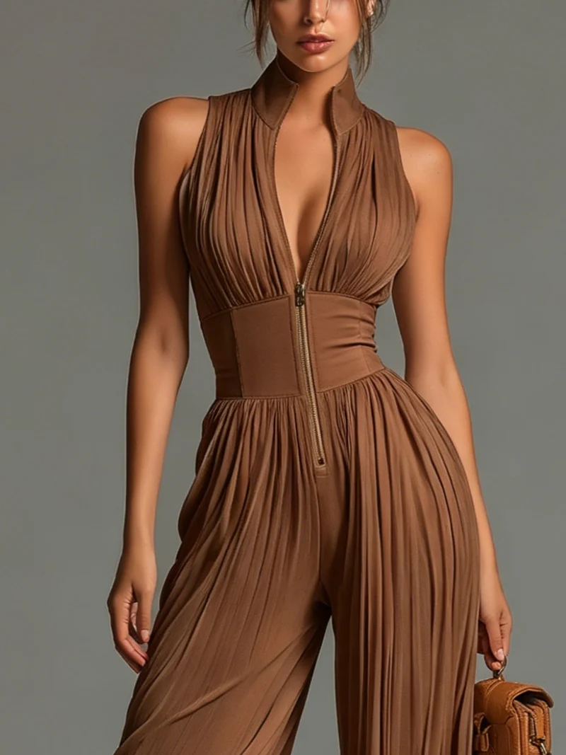 Laudia | Femininer Chiffon-Jumpsuit mit Reißverschluss