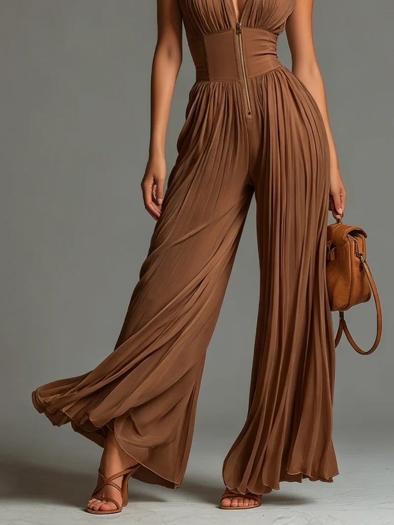 Laudia | Femininer Chiffon-Jumpsuit mit Reißverschluss