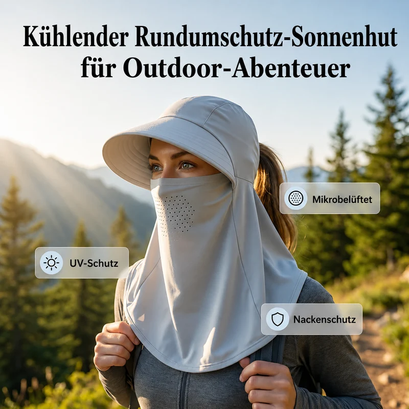Solvessa | Atmungsaktiver Sonnenschutz-Hut mit Gesichtsschutz