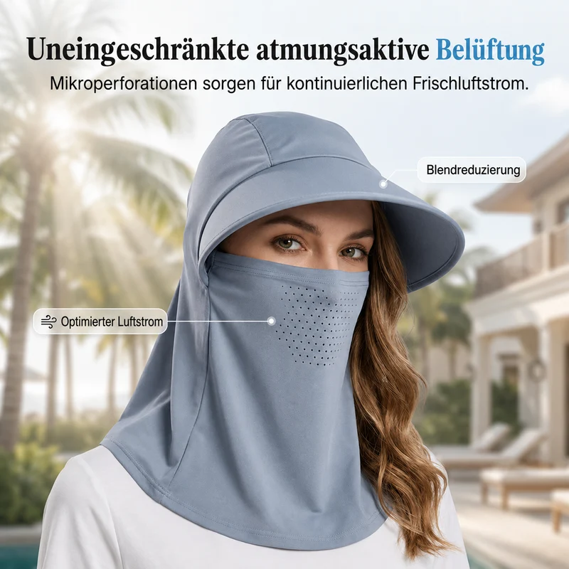 Solvessa | Atmungsaktiver Sonnenschutz-Hut mit Gesichtsschutz