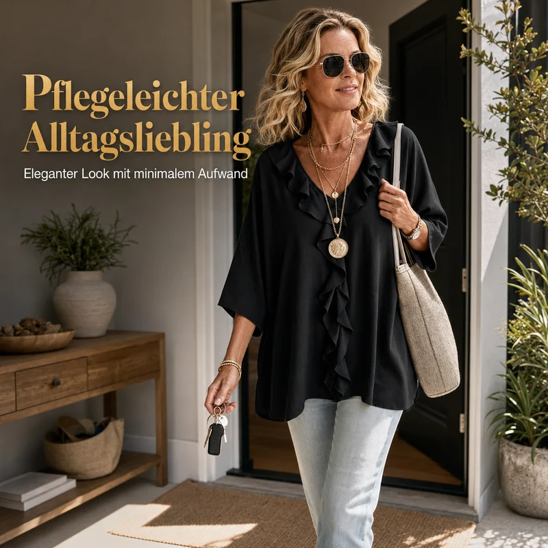 Coelie | Elegante locker sitzende Bluse mit fallenden Rüschen