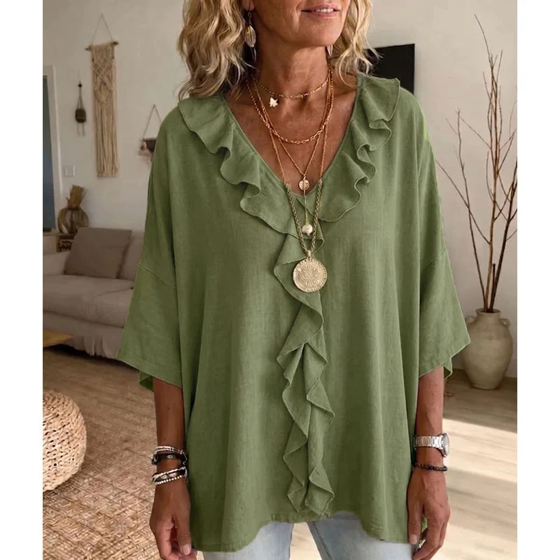 Coelie | Elegante locker sitzende Bluse mit fallenden Rüschen