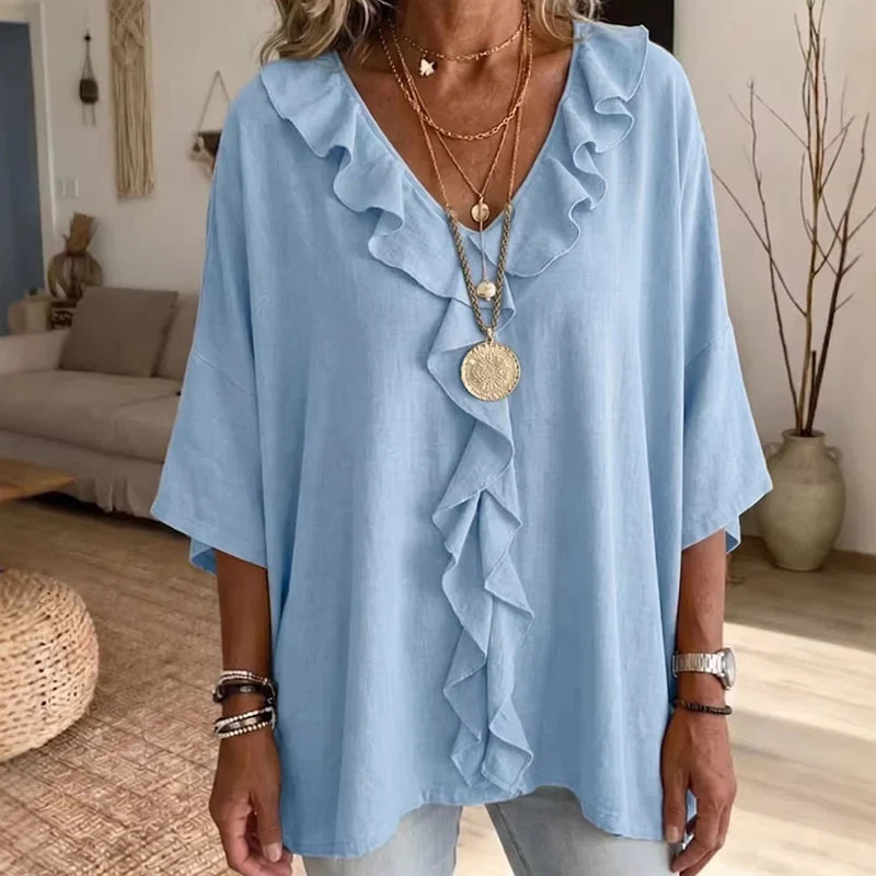 Coelie | Elegante locker sitzende Bluse mit fallenden Rüschen