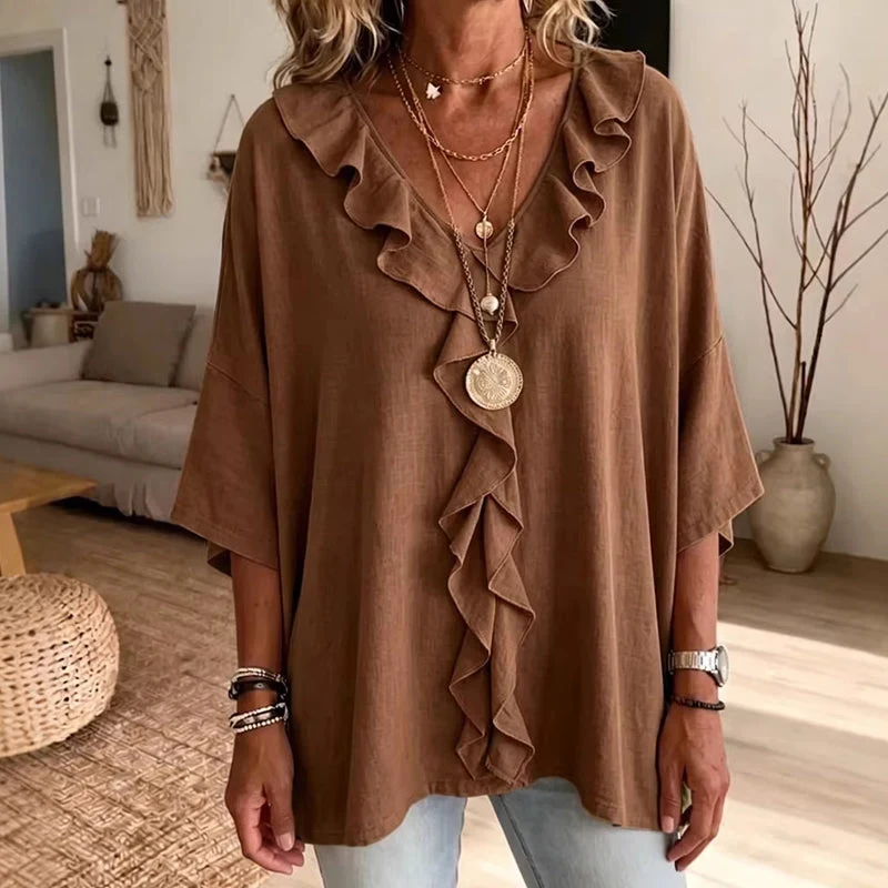 Coelie | Elegante locker sitzende Bluse mit fallenden Rüschen