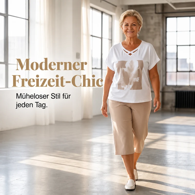 Lorevina | Stilvolles Set mit V-Ausschnitt-Top und Caprihose