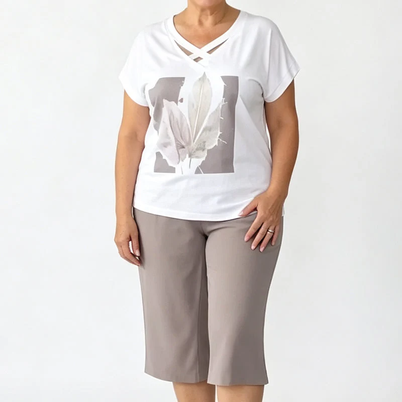 Lorevina | Stilvolles Set mit V-Ausschnitt-Top und Caprihose