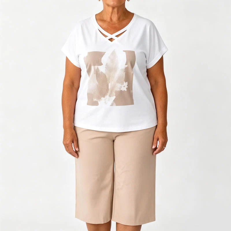 Lorevina | Stilvolles Set mit V-Ausschnitt-Top und Caprihose
