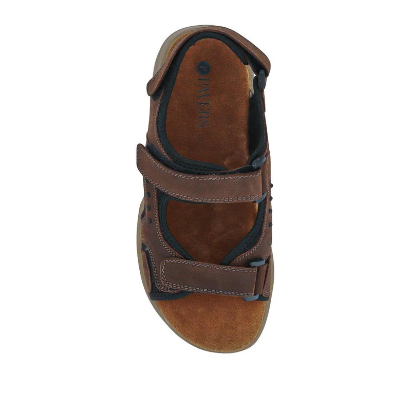 Leather Touch-Fastening Sandals - DDIN41011 / 327 116 - Brown