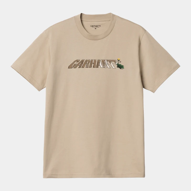 Carhartt WIP Kurzärmliges Bio-T-Shirt mit Dandelion-Schriftzug für Herren – Wall