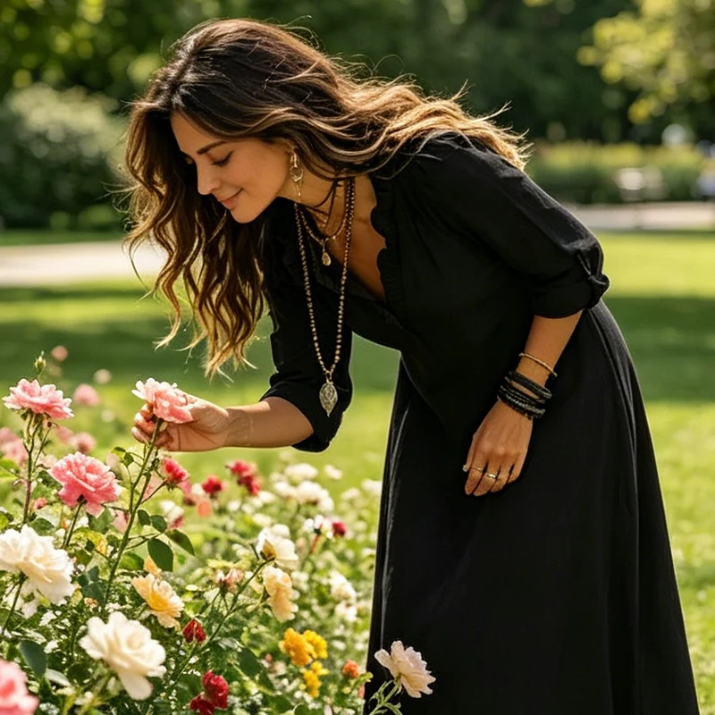Eerahina | Boho-Maxikleid mit Volants und V-Ausschnitt