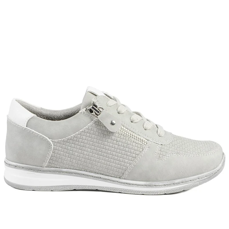 Wide Fit Casual Zip & Lace Trainers - WBINS43088 / 329 285 - Grey