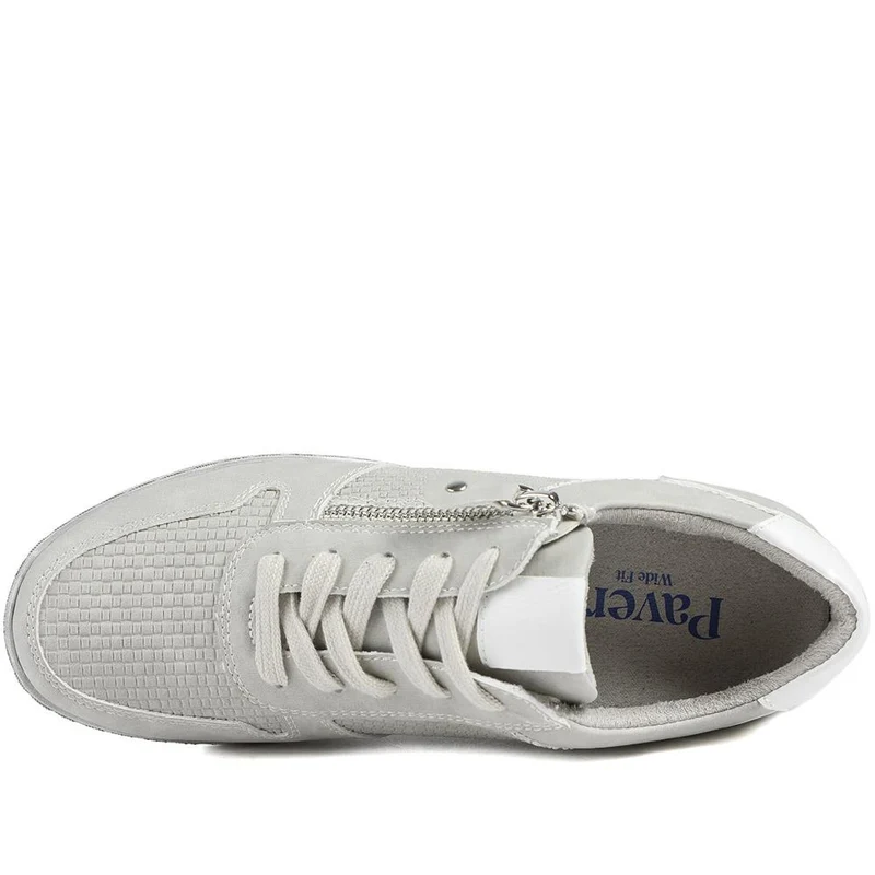 Wide Fit Casual Zip & Lace Trainers - WBINS43088 / 329 285 - Grey