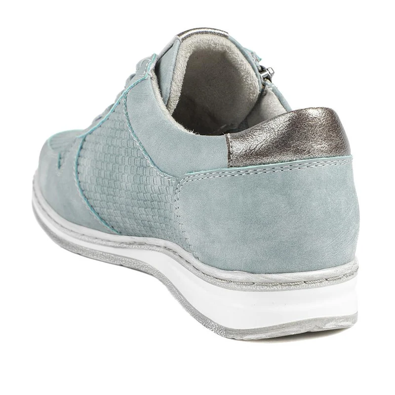 Wide Fit Casual Zip & Lace Trainers - WBINS43088 / 329 285 - Denim